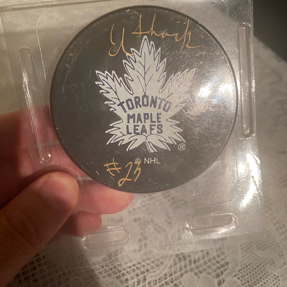 Signed Eddie Shack Toronto Maple Leafs Puck